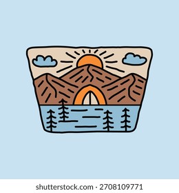 Diseño de camiseta de Arte vectorial de ilustración gráfica de camping y senderismo