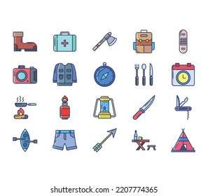 Camping and hiking icon set