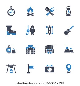 Camping & Hiking Icons Set in Blue Gray Color - Set 3