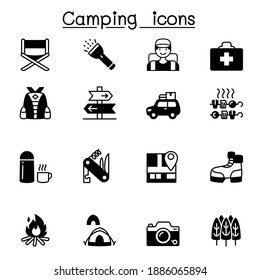 Camping and Hiking icons set vector illustration graphic design