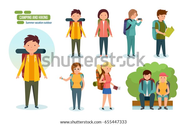 Camping Hiking Journey Travel By Nature Stock Vector (Royalty Free ...