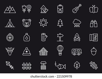 Camping, Hiking, Nature & Outdoor Activities icons