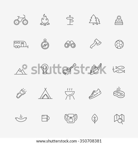 Camping, Hiking, Nature & Outdoor Activities icons