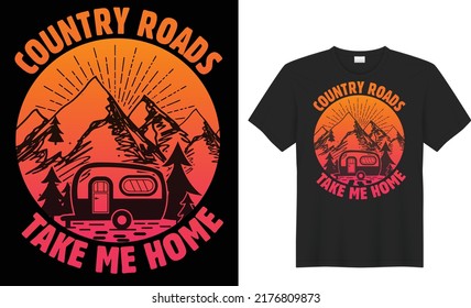 Camping Hiking quotes t shirt design 100% vector best Vector graphic for t shirt and other uses. print ready any products black background