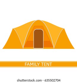 Camping and hiking tent vector icon. Tourist family tent isolated on white background in flat style