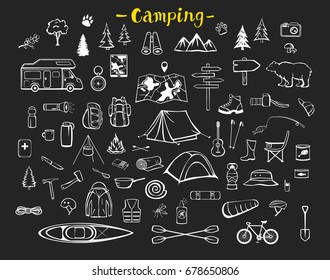 Camping Supplies Knolling 246358 Vector Art at Vecteezy