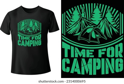 Camping, hiking t-shirt design. Mountain illustration, outdoor adventure . Vector graphic for t shirt and other uses. Outdoor Adventure Inspiring Motivation Quote. Vector Typography
