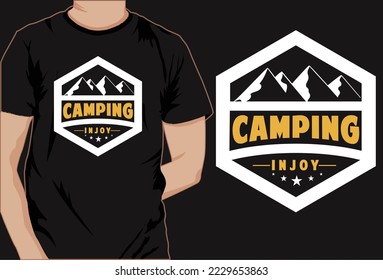 Camping hiking typography t shirt design vector art