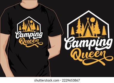 Camping hiking typography t shirt design vector art