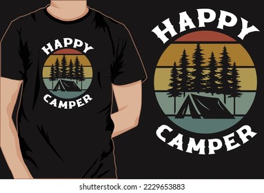Camping hiking typography t shirt design vector art