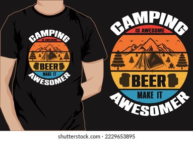 Camping hiking typography t shirt design vector art