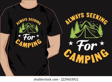 Camping hiking typography t shirt design vector art