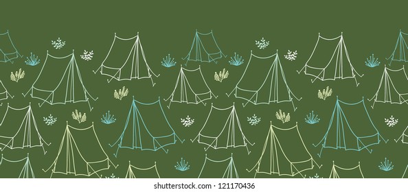 Camping horizontal seamless pattern background border