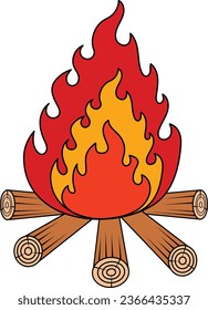 Camping Hot Bonfire, campfire vector illustration