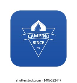 Camping icon blue vector isolated on white background