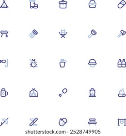 Camping Icon Collection. Pixel Perfect Marketing Duoline Style 2D Icon