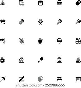 Camping Icon Collection. Pixel Perfect Marketing Duotone Style 2D Icon