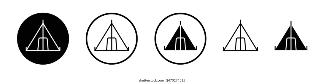Camping icon collection. Summer outdoor destination tent vector icon. Shelter camp symbol. Military night camp tent vector.