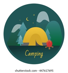 Camping icon concept. Flat design, vector stock illustration