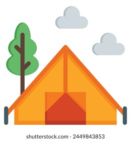 icono de camping estilo plano, adecuado para Web y App móvil.