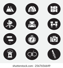camping icon good for element design, outdoor  icon, ui design, web design, silhouette design, etc	