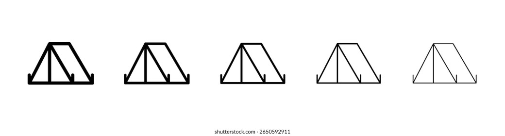 Ícone de acampamento conjunto gráfico. estilo de linha de traçado moderno