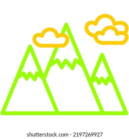 camping icon group created using colored line style