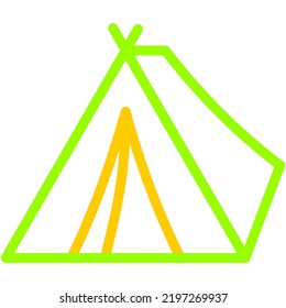 camping icon group created using colored line style