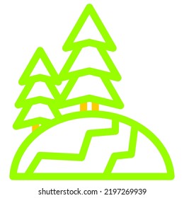 camping icon group created using colored line style