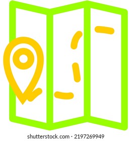 camping icon group created using colored line style
