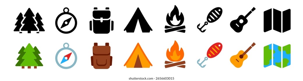 Icono de camping. Icono de senderismo y camping