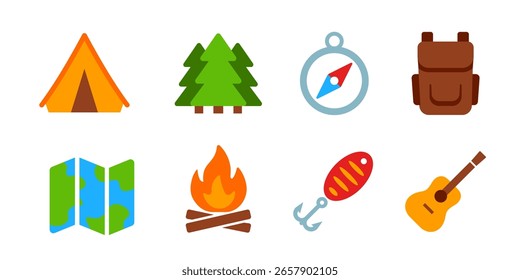 Icono de camping. Icono de senderismo y camping