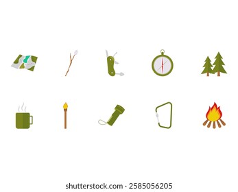 Camping Icon Illustration Element Set