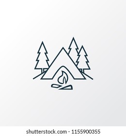 Camping icon line symbol. Premium quality isolated tourism element in trendy style.