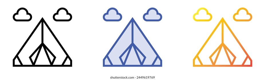 camping icon. Linear, Blue Fill and Gradient Style Design Isolated On White Background