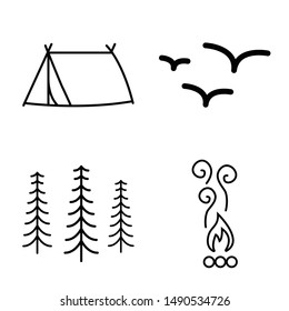 camping icon .linear style sign for mobile concept and web design. simple line vector icon.