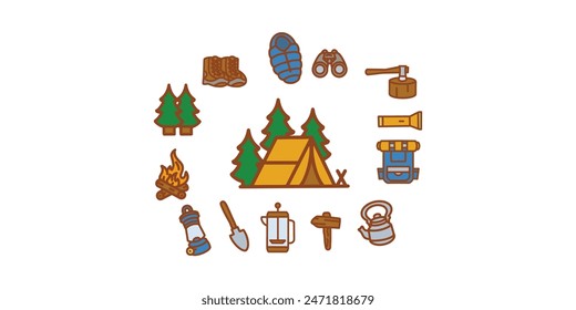 Ilustración vectorial de logo de camping icon