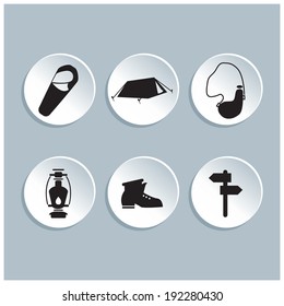 camping icon on the sticker, vector