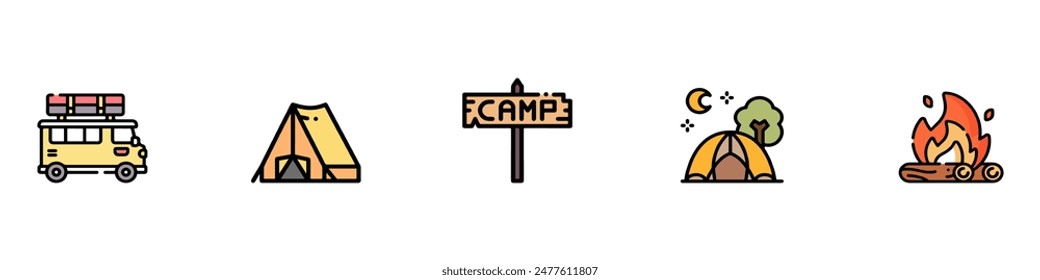 Icono de camping. Actividad al aire libre. Icono de tienda de campaña. Icono de acampada y exterior. Icono de viaje. Ilustración vectorial. Gráfico de Vector. EPS 10