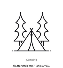 Camping icon. Outline style icon design isolated on white background