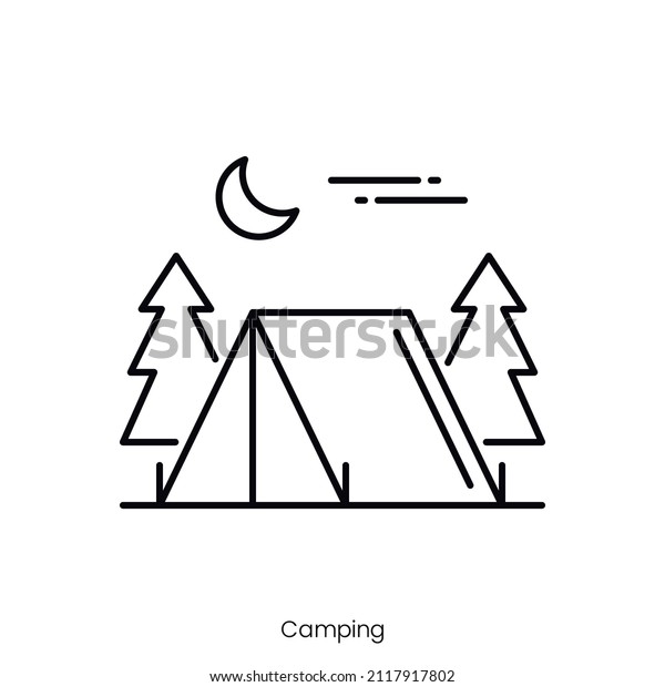 camping icon. Outline style icon design\
isolated on white\
background