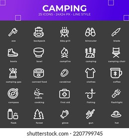 Camping Icon Pack With Black Color