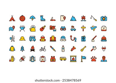 Versión de color del paquete de iconos de camping