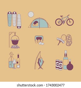 camping icon pack, vector icons