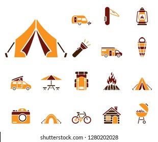 camping icon set