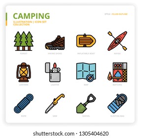 Camping icon set