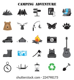 camping icon set