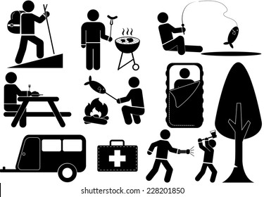 camping icon set