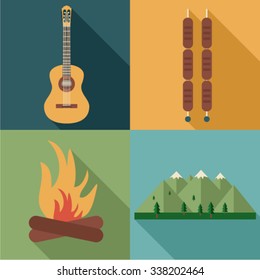 Camping icon set
