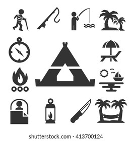 camping icon set